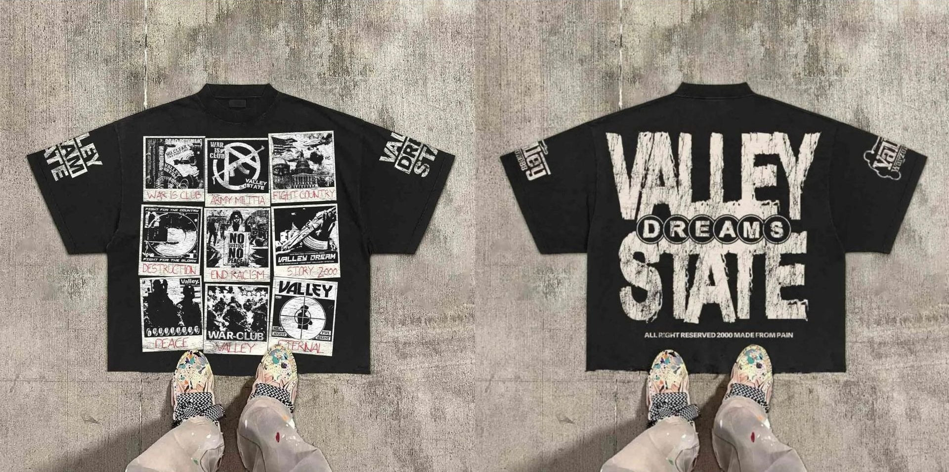 Punk Graffiti Print Short Sleeve T-shirt Secondary image