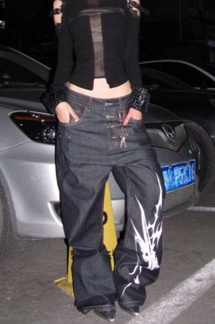 Thorn Totem Distressed Wide-Leg Plus Size Pants Secondary image