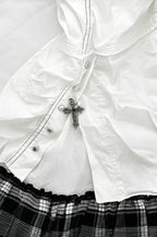 Plaid Patchwork Lace-Up Cami Mini Dress