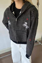 Horse Motif Star Striped Hoodies