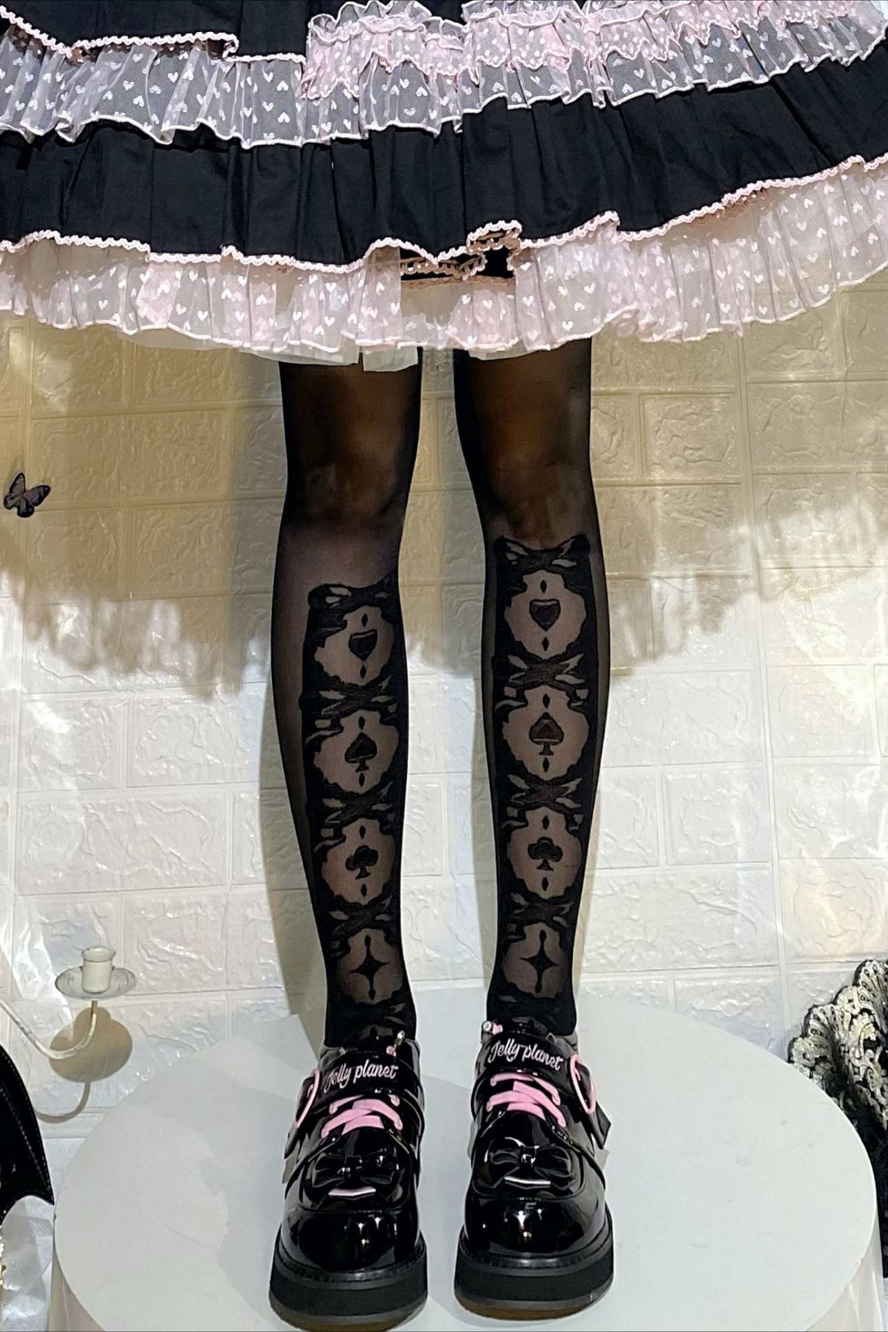 Gothic Lolita Black Thigh High Socks Main image