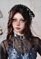 Harajuku Gothic Y2K Rivet Chain Butterfly Decorative Hat