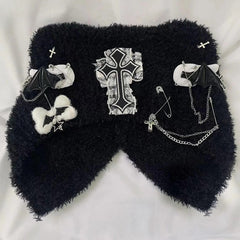 Gothic Lolita Lace Cross Bone Knitted Hat