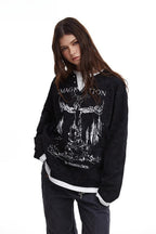 Vintage Punk Pearl-button Layered Long Sleeve Knit Top
