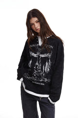 Vintage Punk Pearl-button Layered Long Sleeve Knit Top