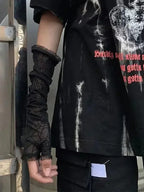 Lace Mesh Spider Web Fingerless Gloves