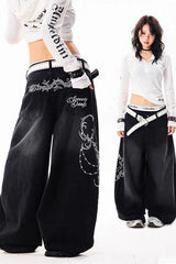 Y2K High Waist Wide Leg Denim Pants