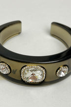 Rhinestone Resin Round Open Bracelet