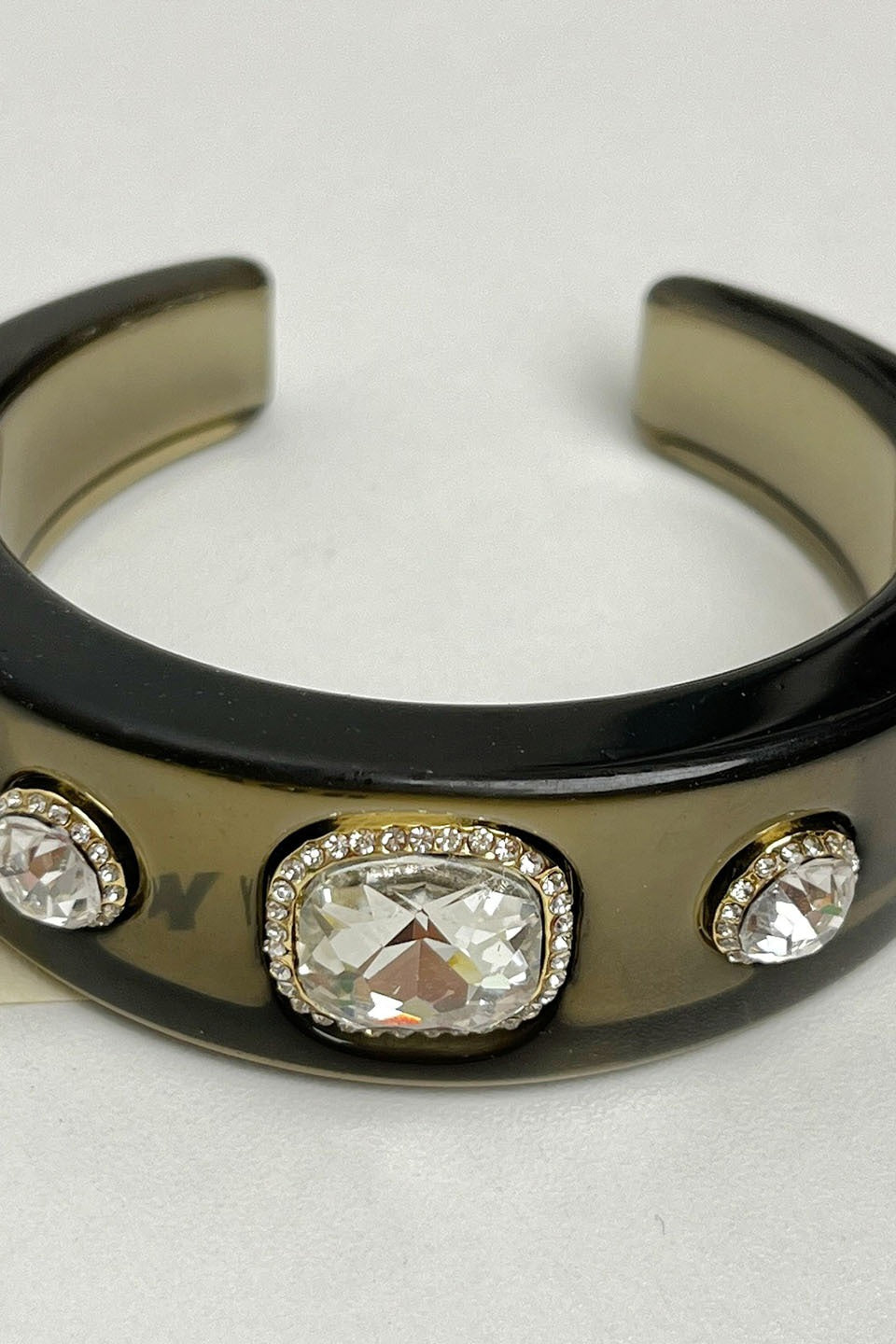 Rhinestone Resin Round Open Bracelet