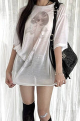 Vintage Angel Print Loose Sunscreen T-shirt