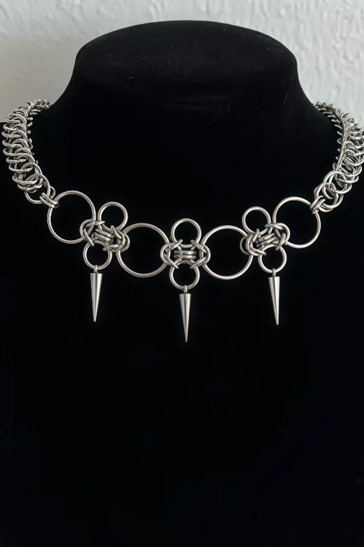 Skull Ring Spike Choker Necklaces