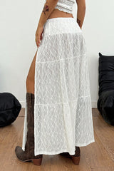 Split Textured Maxi Skirt