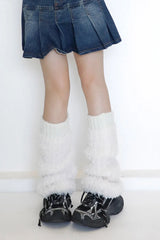 Solid Color Faux Fur Ribbed Cuff Leg Warmers