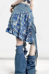 Subculture Shibuya Apron Hem Plaid Star Skirt