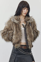 Double Faced Plush Patchwork Coat