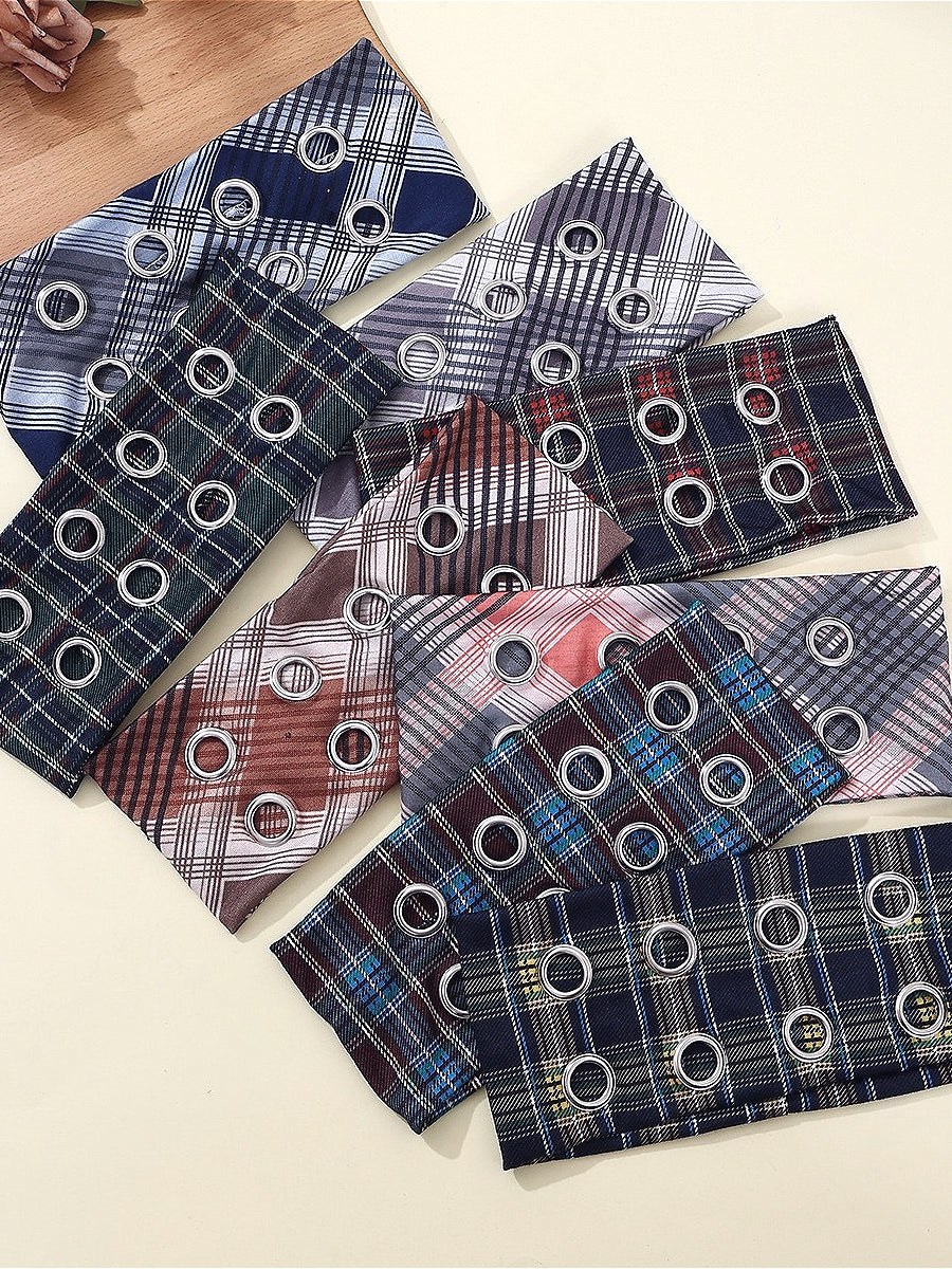 Retro Plaid Print Hollow Out Hair Accs