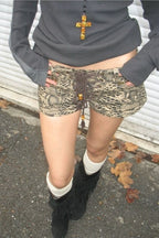 Sexy Low - Rise A - Line Denim Y2K Shorts