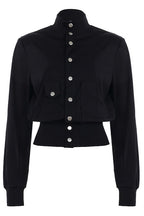 Cropped Stand Collar Button Jackets
