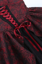 Dark Gothic Lolita Lace Patchwork High Waist Mini Dress