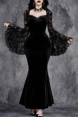 Halloween Gothic Lace Flare Sleeve Dress