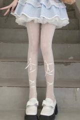 Kawaii Ballet Bowknot Bandage JK Lolita Thigh High Socks