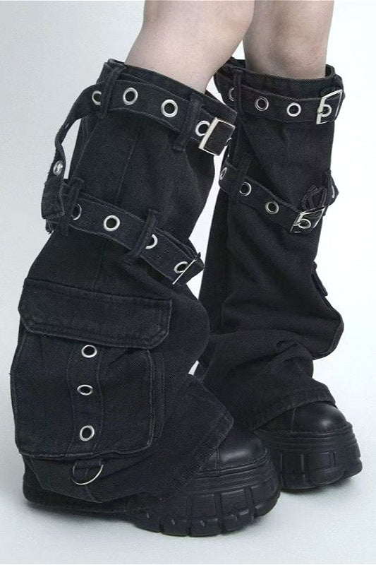 Cargo Black Denim Lace Up Socks Secondary image