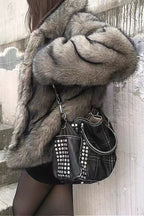 Vintage Plaid Studded Crossbody Bag