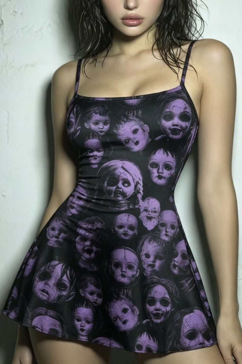 Graphic Print Strappy Flared Mini Dress