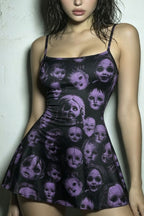 Graphic Print Strappy Flared Mini Dress