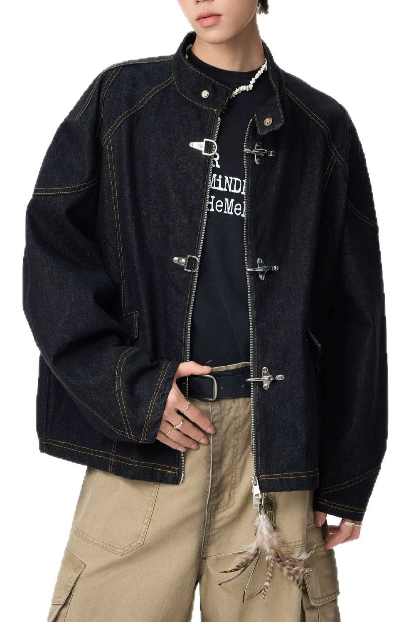 Metal Clasp Contrast Stitch Jackets