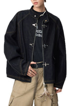 Metal Clasp Contrast Stitch Jackets