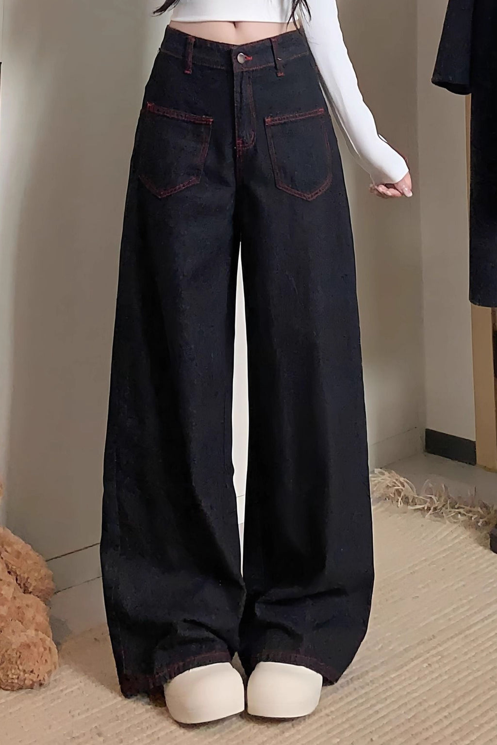 Slim Fit Snake Embroidered Denim Pants