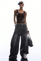 Metal Ring Cutout Ribbed Tank Top