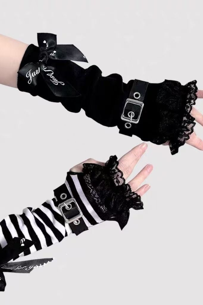 Buckle Bow Lace Trim Gloves Secondary image