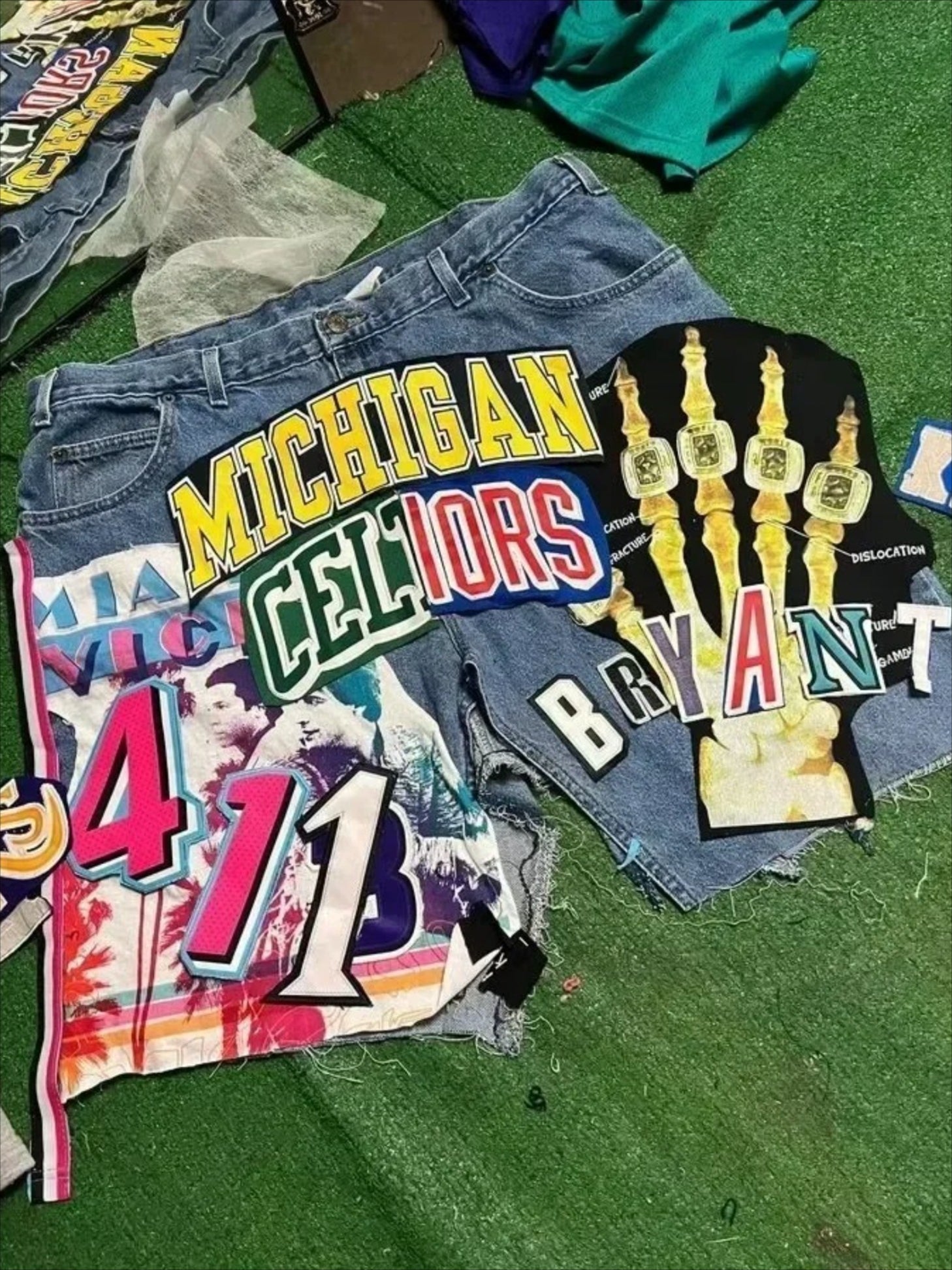 Retro Y2K Patchwork Baggy Denim Shorts Main image