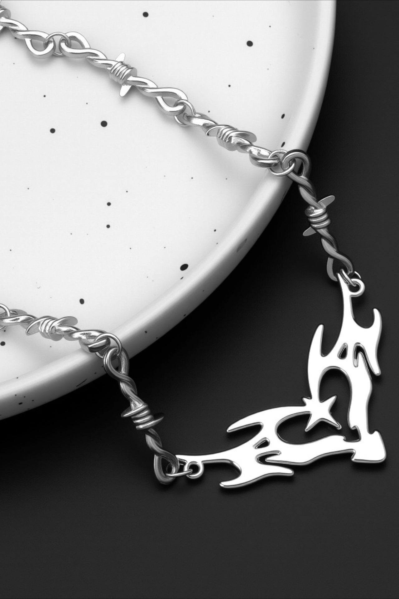 Hip Hop Thorn Flame Hollow Heart Necklace Secondary image