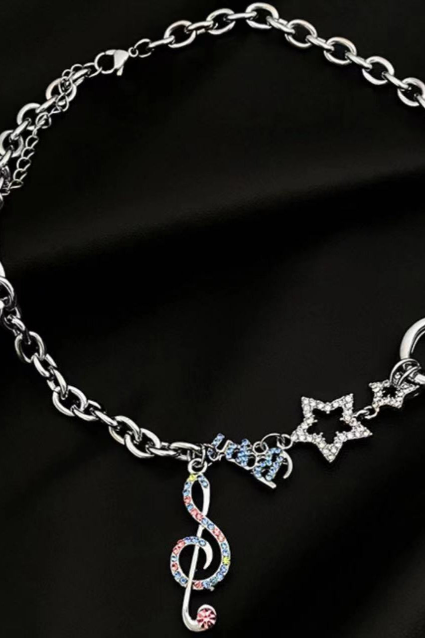 Y2K Punk Chic Star Multi Layer Rhinestone Necklace