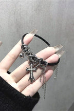 Gothic Dark Cross Twisted Chain Bracelet