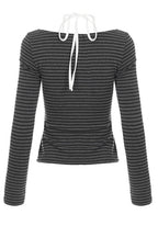 Striped Twist Front Lace Cardigans