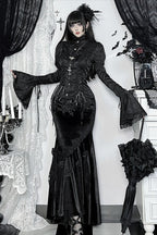 Gothic Bell Sleeve Fitted Blouse