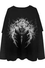 Y2K Dark Grunge Rock Printed Layered Versatile T-shirt