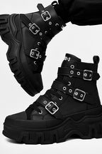 Strapped Platform High-Top Boots
