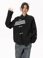 Relaxed Fit Mandarin Collar Jacket