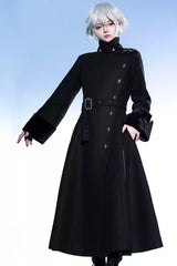 Winter Gothic Tied-Waist Slim-Fit Long Wool Coat