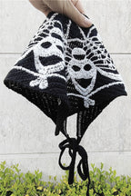 Skull Crochet Knit Headscarf Hat