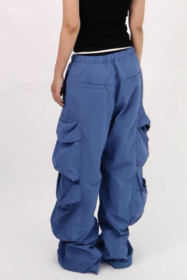 Letter Print Parachute Cargo Pants