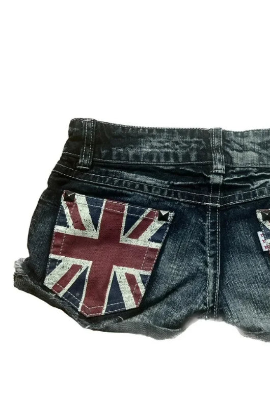 Y2K Color Block Flag Print Low-Rise Shorts