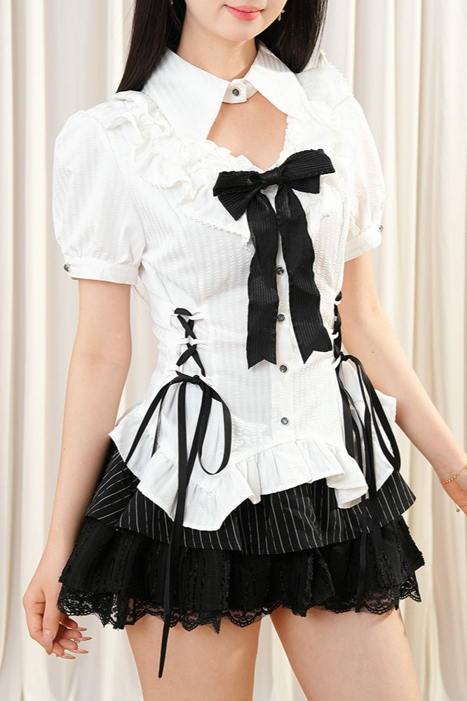 Gothic Ruffle Blouse And Tiered Mini Skirt Set Secondary image