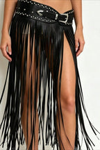 Y2K Elastic Tassel Studded Belt