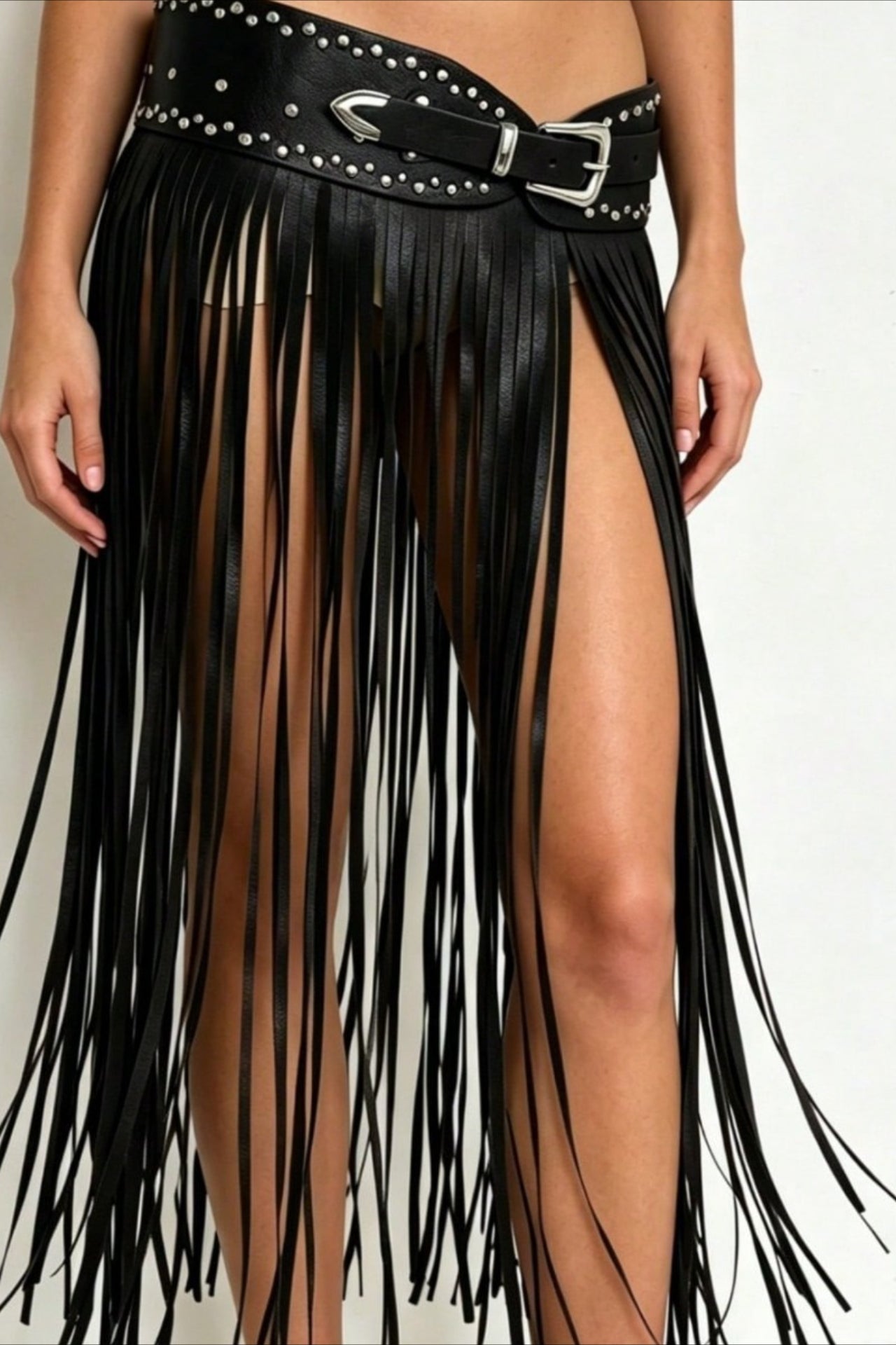Y2K Elastic Tassel Studded Belt
